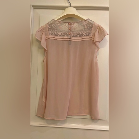Tops - Pink Flutter Sleeve Ruffled Blouse